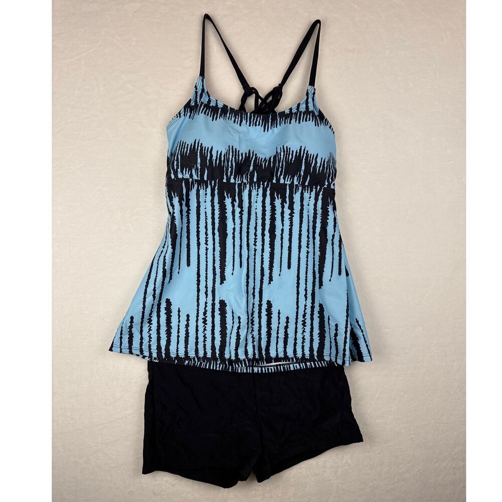 NWOT‎ Blue & Black Boyshort Tankini Set Size Small